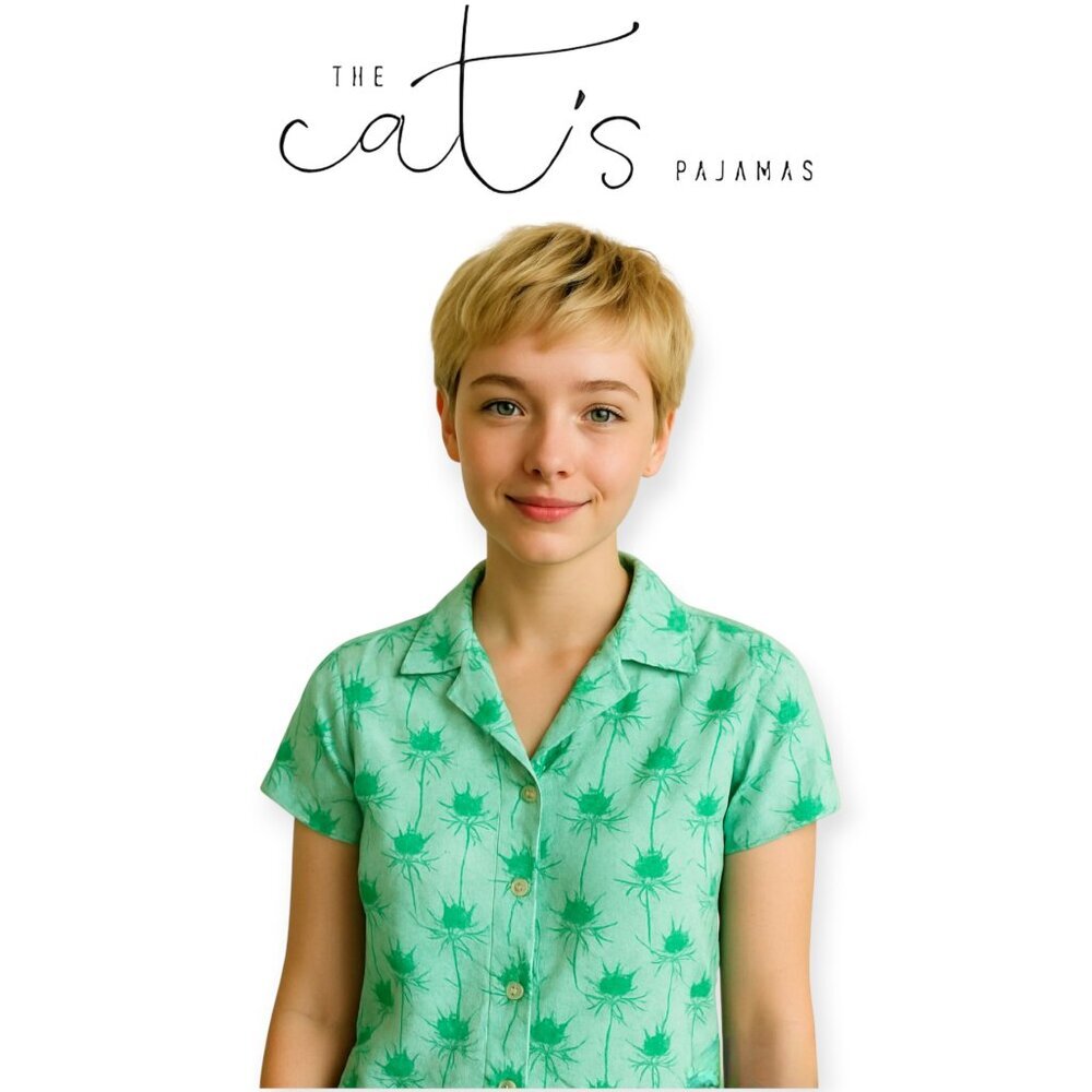 The Cat's Pajamas Green Cotton Blouse Lightweight Relaxed Casual Summer Top XS